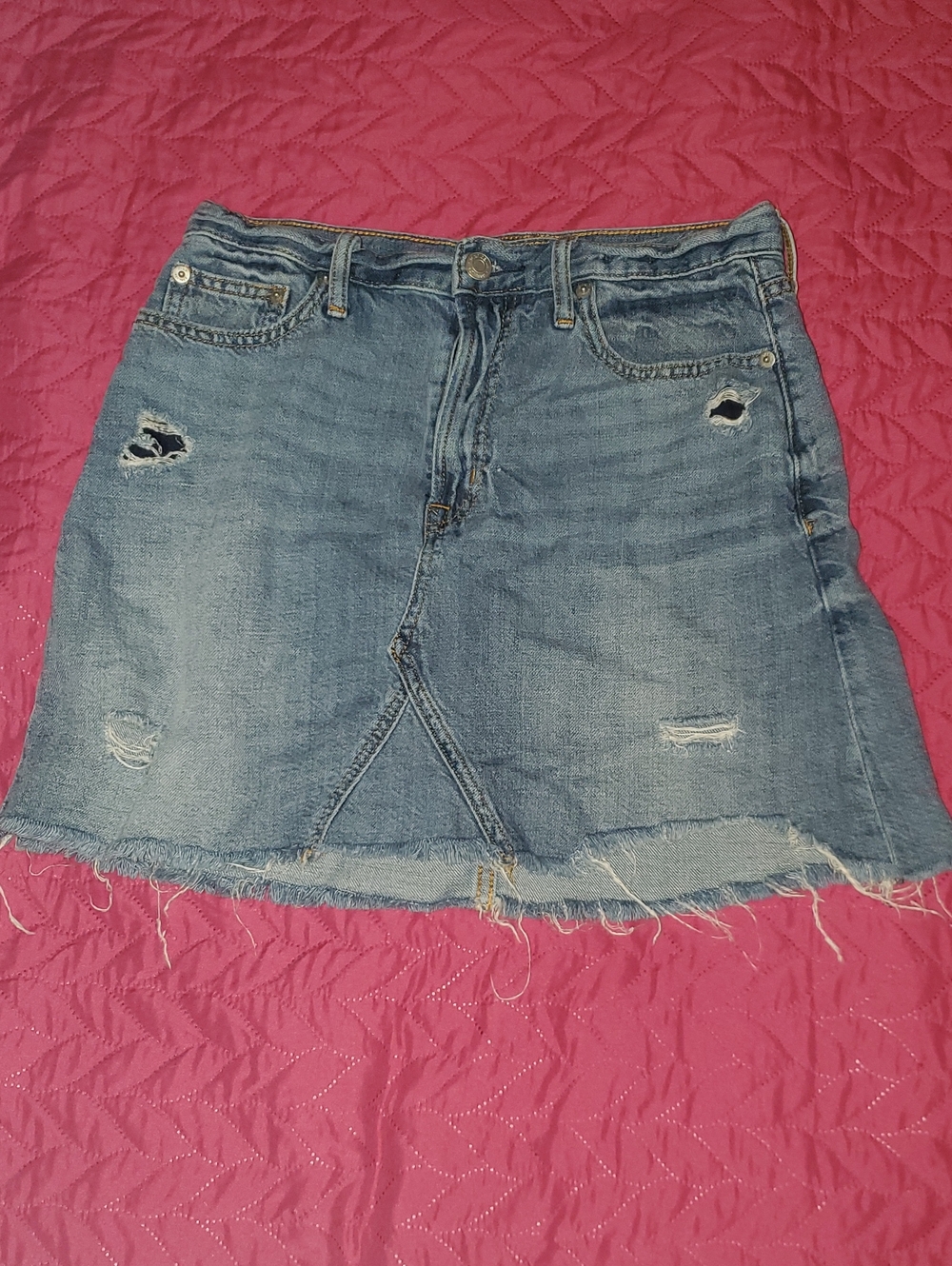 Gap Light Blue Jean Distressed Denim Mini Skirt